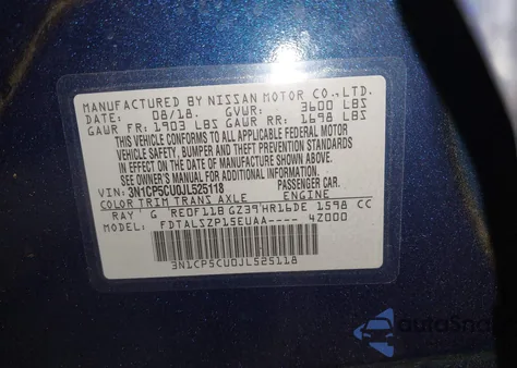 2018 Nissan Kicks Sv from USA, damaged, VIN 3N1CP5CU0JL525118